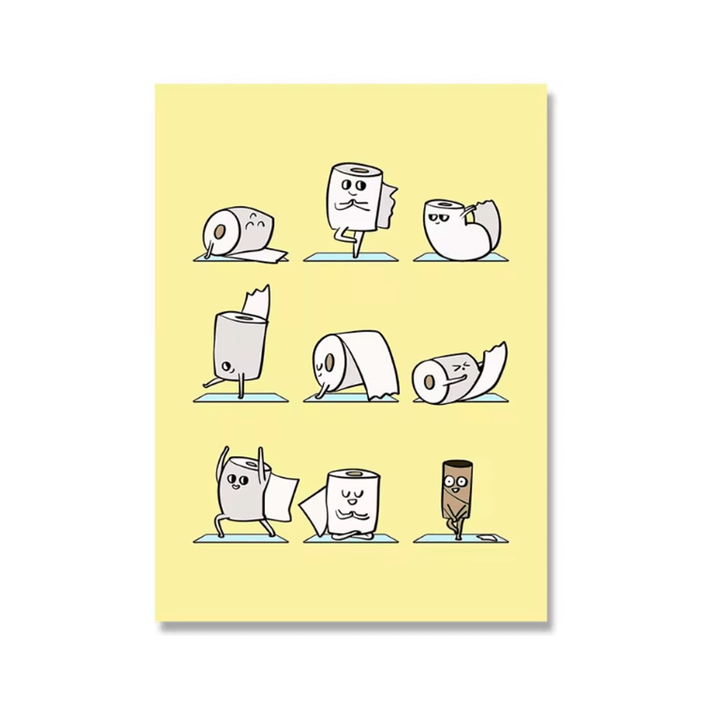 Funny Toilet Paper Yoga Canvas Poster Minimalist Bathroom Wall Art Decor 4
