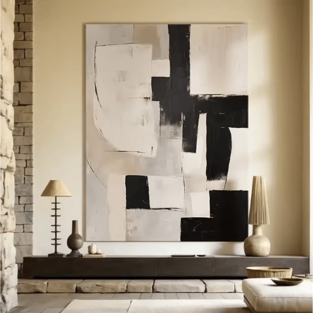 Large Beige Textured Abstract Canvas Minimalist Neutral Wall Art Decor 2