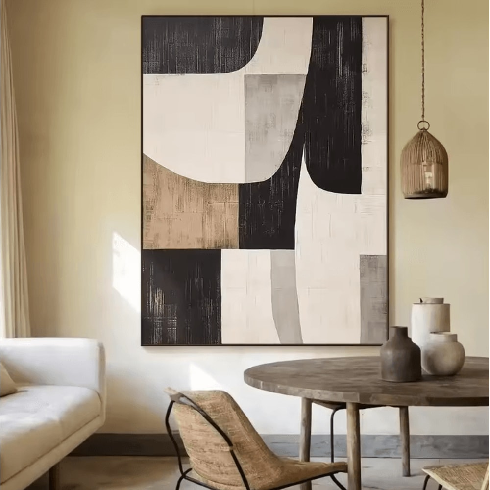 Large Beige Textured Abstract Canvas Minimalist Neutral Wall Art Decor 7