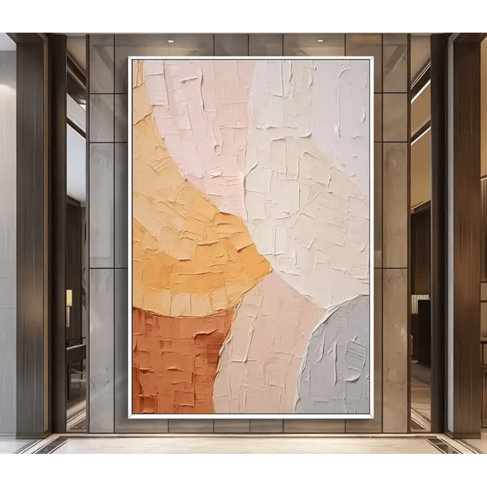 Large Gold Textured Abstract Canvas Handmade Minimalist Wall Art Decor 2