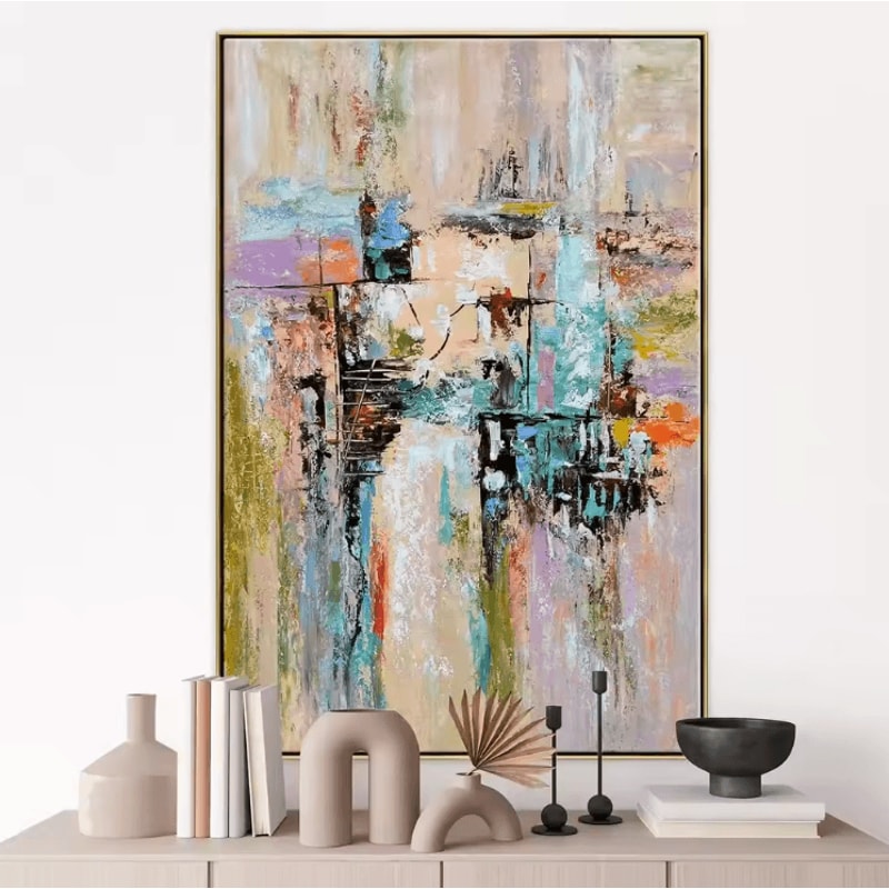 Large Gold Textured Abstract Canvas Handmade Minimalist Wall Art Decor 5