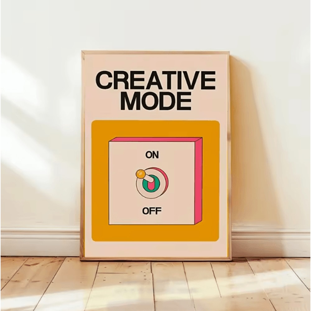 Cartoon Mental Health Switch Poster Funny Toilet Yoga Minimalist Wall Art Frameless 3