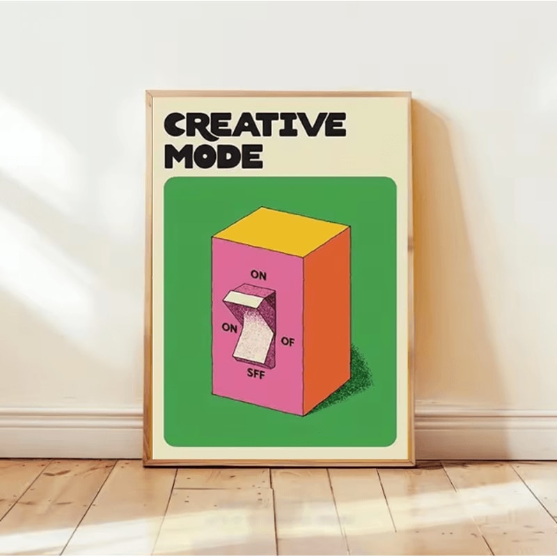 Cartoon Mental Health Switch Poster Funny Toilet Yoga Minimalist Wall Art Frameless 4