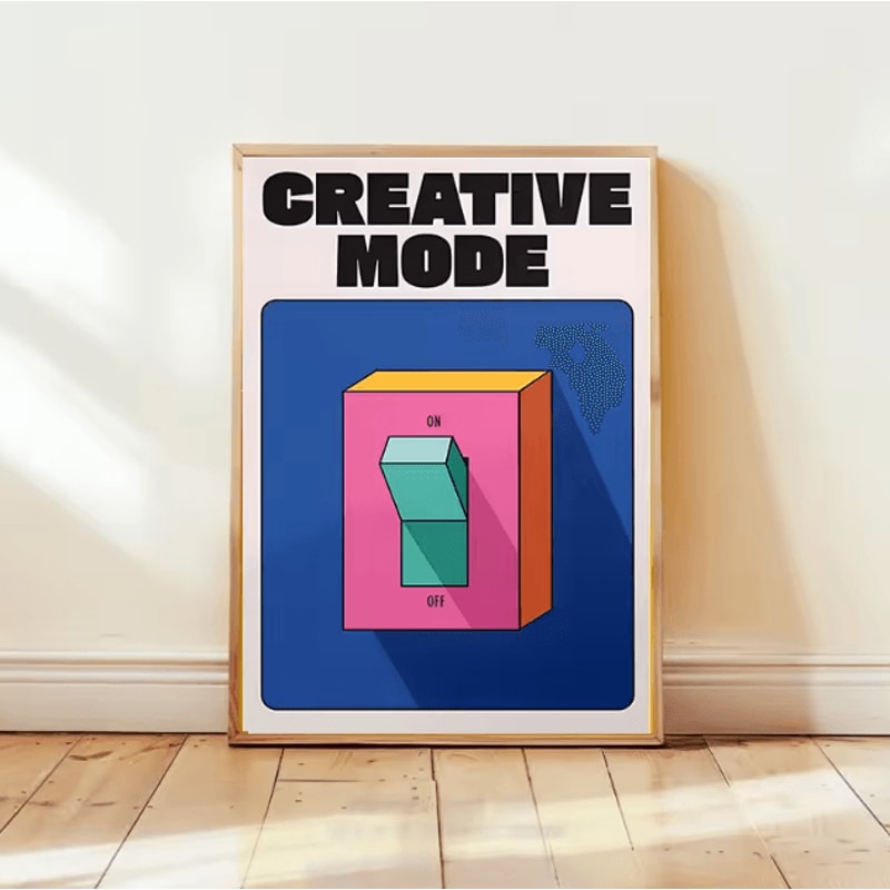 Cartoon Mental Health Switch Poster Funny Toilet Yoga Minimalist Wall Art Frameless 5