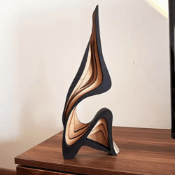 abstract curved wooden sculpture – minimalist bookshelf art decor