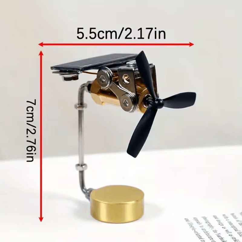 Copper Solar Windmill Ornament Educational Desk Toy Kinetic Decor 1