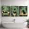 Funny Black Cat Bathroom Wall Art Set Vintage Toilet Humor Canvas Prints 3PCS 1
