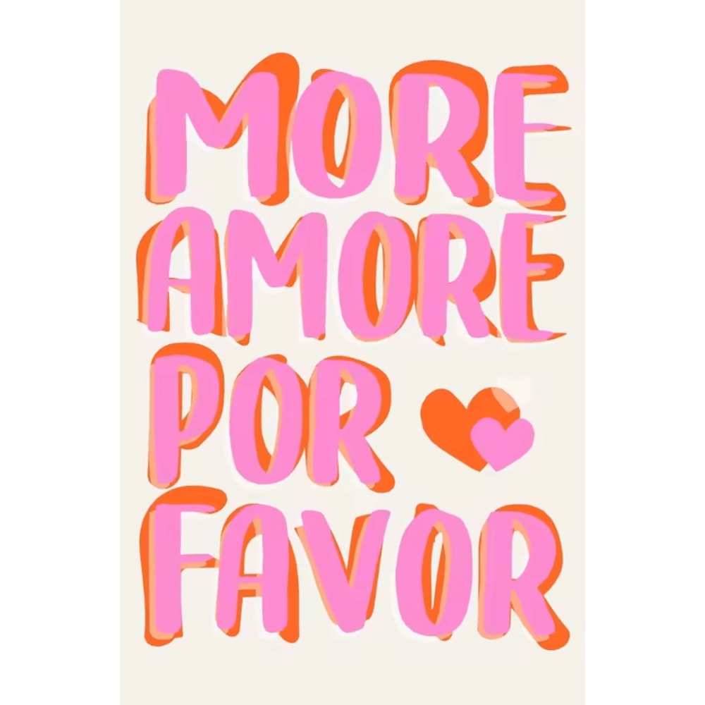 More Amor Por Favor Pink Canvas Poster Colorful Retro Love Quote Wall Art 3