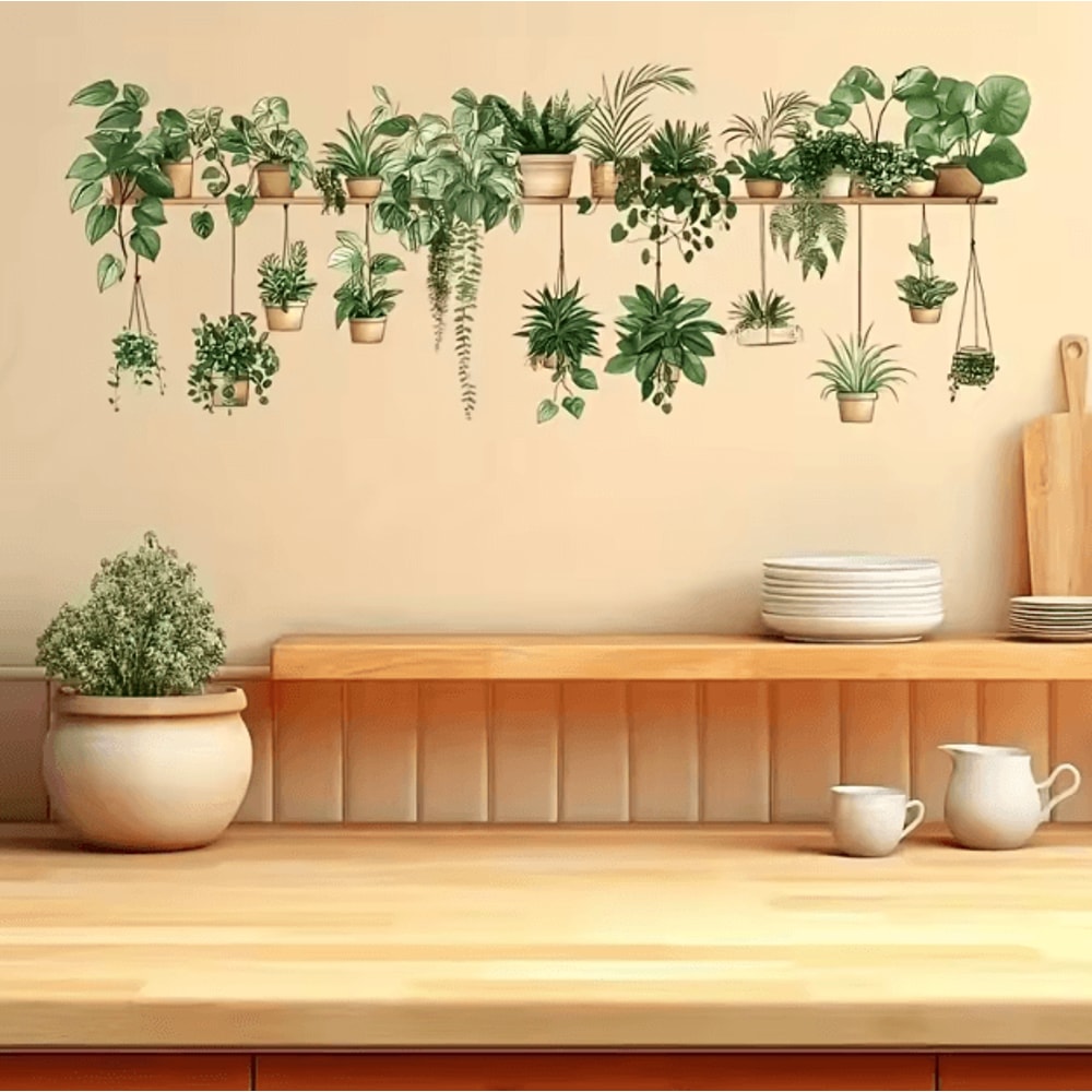 3D Flower Shelf Wall Stickers Creative Potted Plant Decal Decor For Home 3