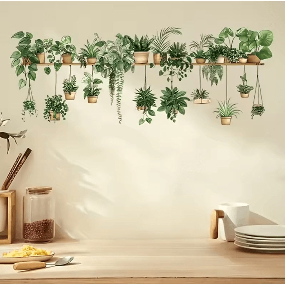 3D Flower Shelf Wall Stickers Creative Potted Plant Decal Decor For Home 4