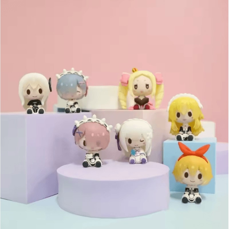 Cute ReZero Rem Emilia Mini Figure Anime Desk Decoration Collectible 2