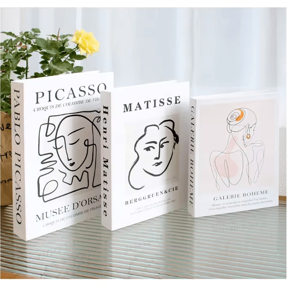 Decorative Faux Book Set Aesthetic Fake Books For Shelf Coffee Table Styling 3PCS 9