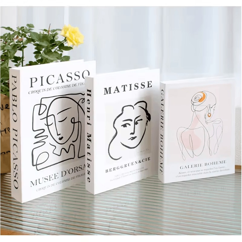 Decorative Faux Book Set Aesthetic Fake Books For Shelf Coffee Table Styling 3PCS 9