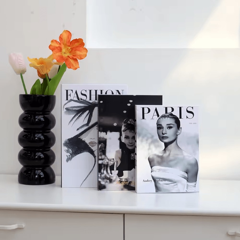 Decorative Faux Book Set Aesthetic Fake Books For Shelf Coffee Table Styling 3PCS 13