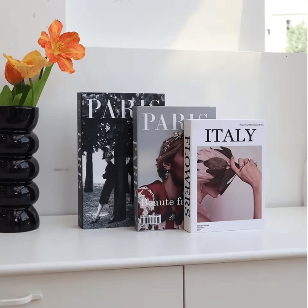 Decorative Faux Book Set Aesthetic Fake Books For Shelf Coffee Table Styling 3PCS 15