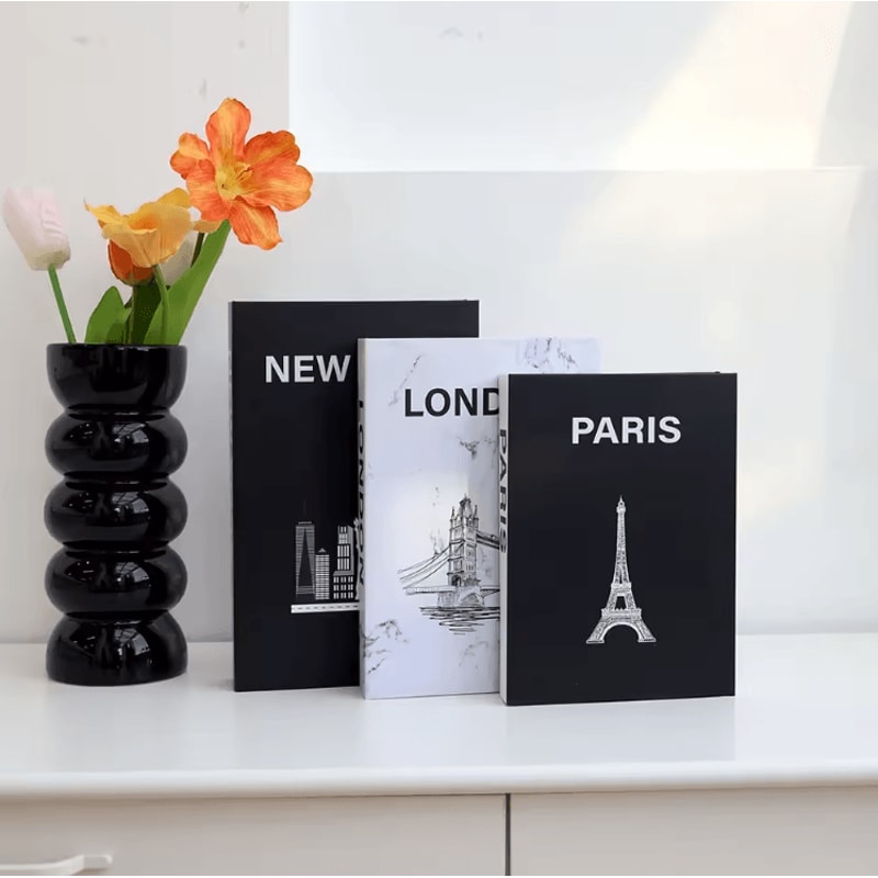 Decorative Faux Book Set Aesthetic Fake Books For Shelf Coffee Table Styling 3PCS 17