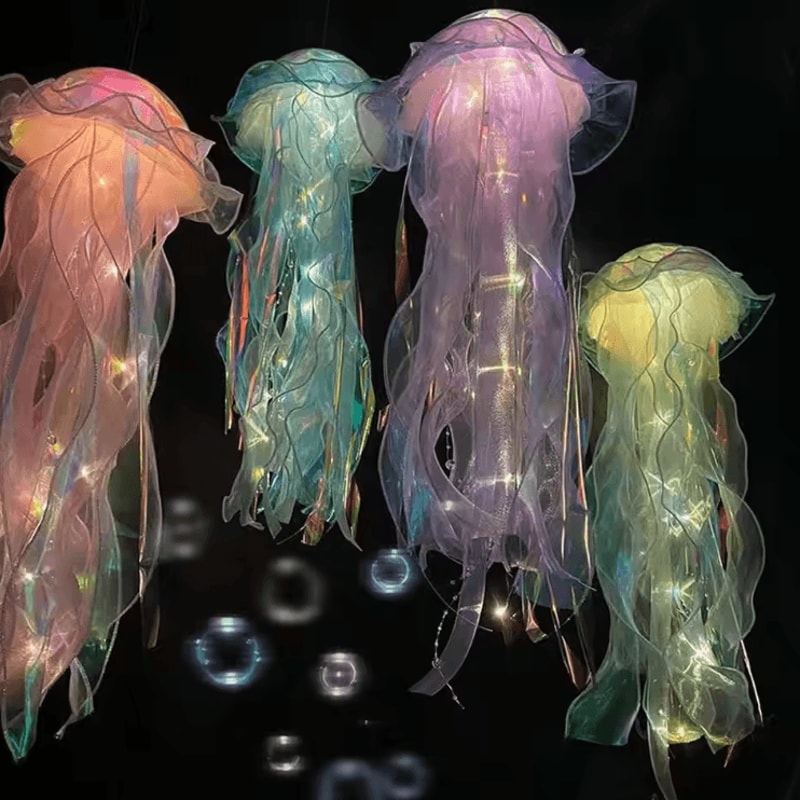 DIY Jellyfish Hanging Night Lamp Colorful OceanThemed Decor Light 0