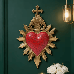 flame heart arrow wall pendant – minimalist resin love symbol decor