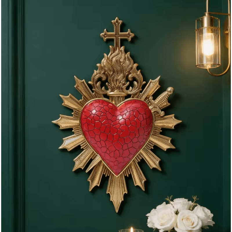 Flame Heart Arrow Wall Pendant Minimalist Resin Love Symbol Decor 0