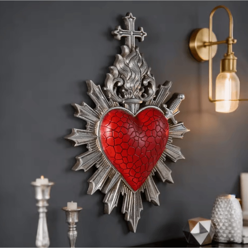 Flame Heart Arrow Wall Pendant Minimalist Resin Love Symbol Decor 2