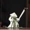 White Ceramic Samurai Figurine Minimalist Geometric Oriental Warrior Decor 0