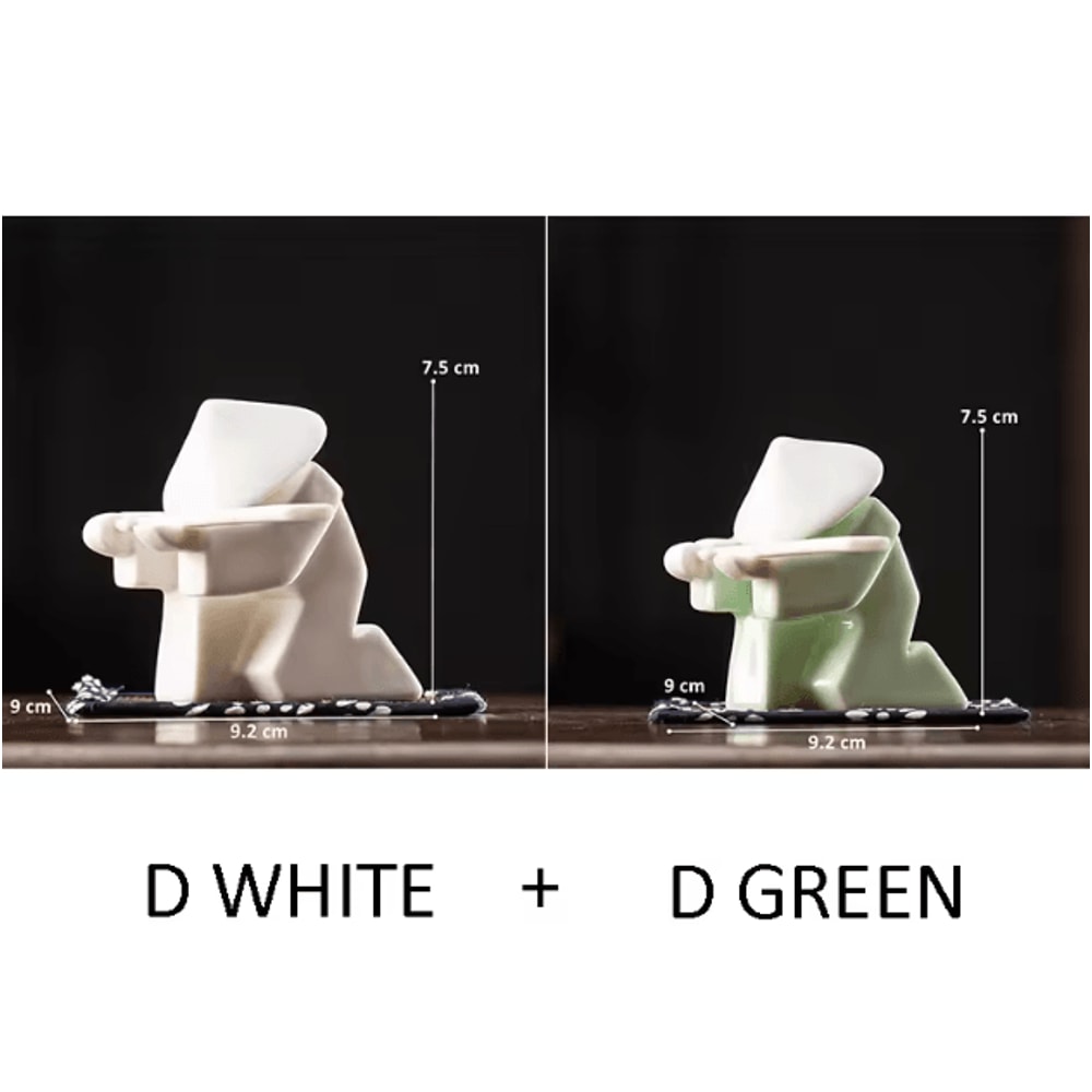 White Ceramic Samurai Figurine Minimalist Geometric Oriental Warrior Decor 11