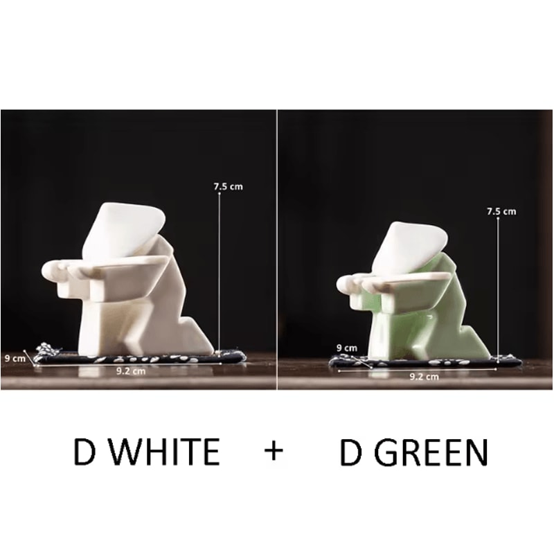 White Ceramic Samurai Figurine Minimalist Geometric Oriental Warrior Decor 11