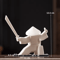 White Ceramic Samurai Figurine Minimalist Geometric Oriental Warrior Decor 3