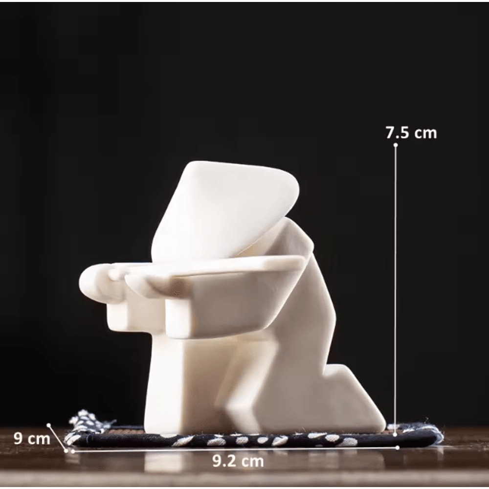 White Ceramic Samurai Figurine Minimalist Geometric Oriental Warrior Decor 6