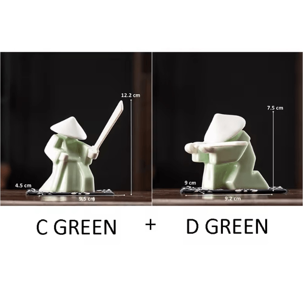 White Ceramic Samurai Figurine Minimalist Geometric Oriental Warrior Decor 15