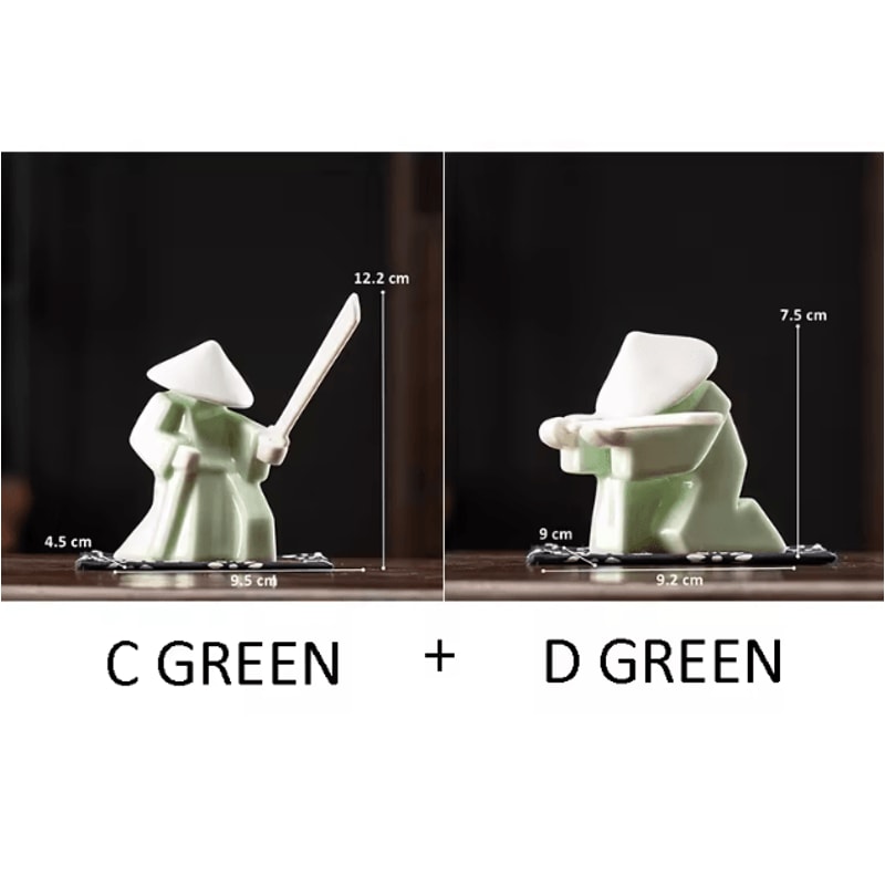 White Ceramic Samurai Figurine Minimalist Geometric Oriental Warrior Decor 15