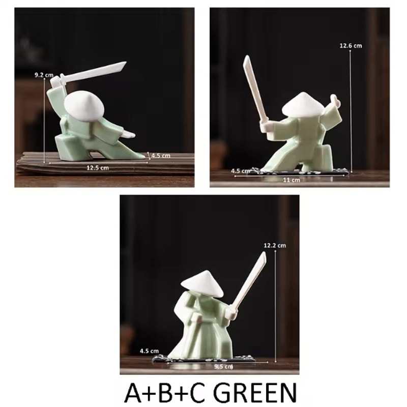 White Ceramic Samurai Figurine Minimalist Geometric Oriental Warrior Decor 17