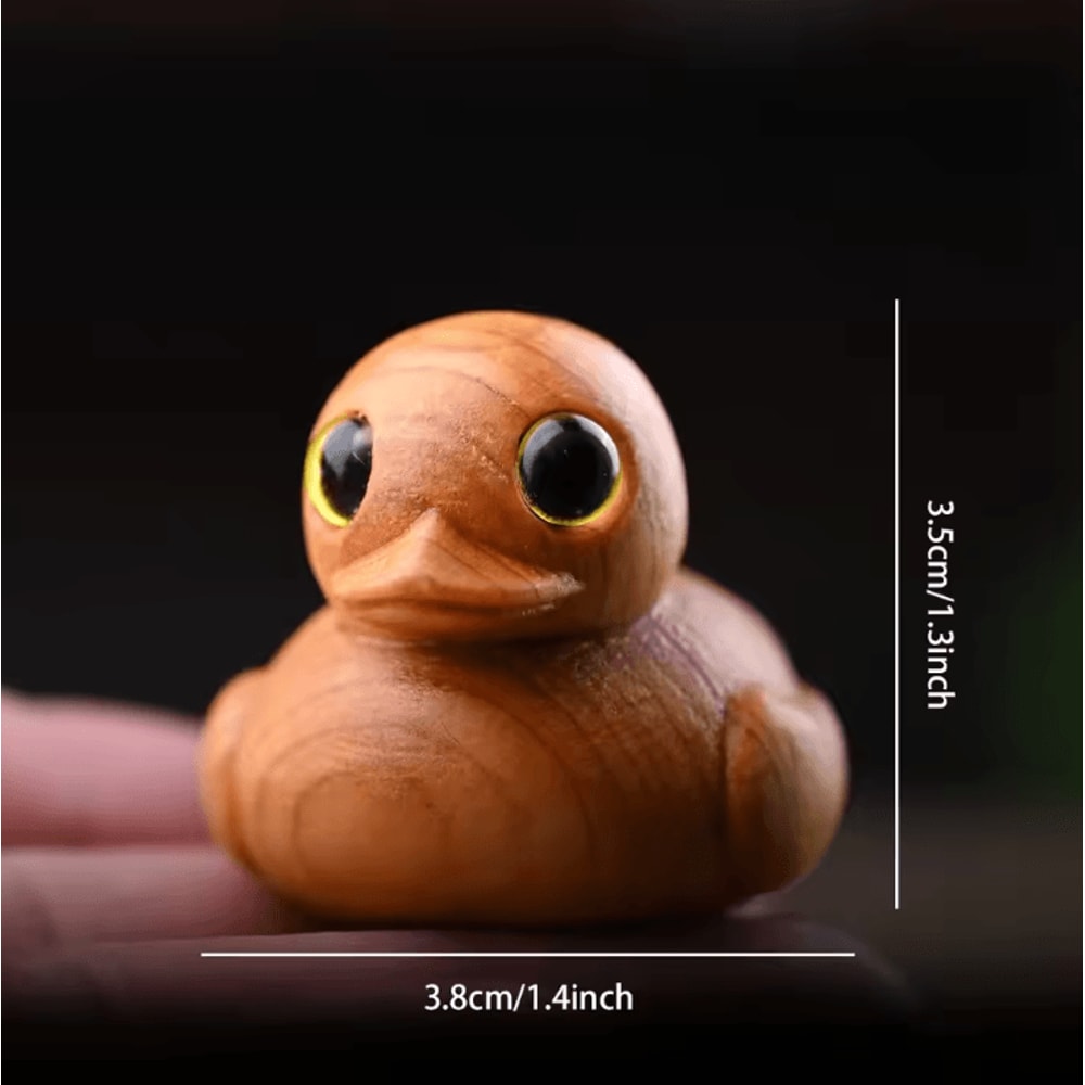 HandCarved Wooden Duck Figurine Cute Solid Wood Desk Ornament 5