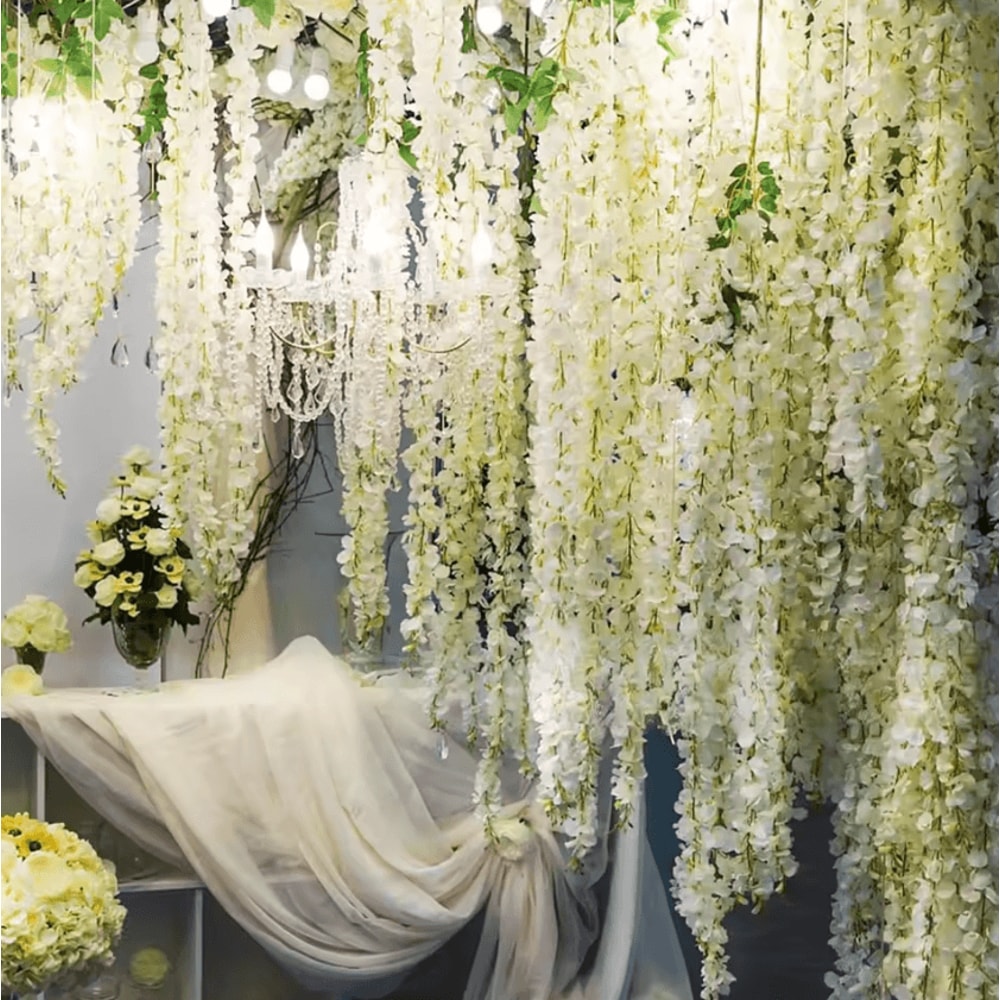 Artificial Violet Flower Vine Lush Hanging Floral Decor For Home Events 0