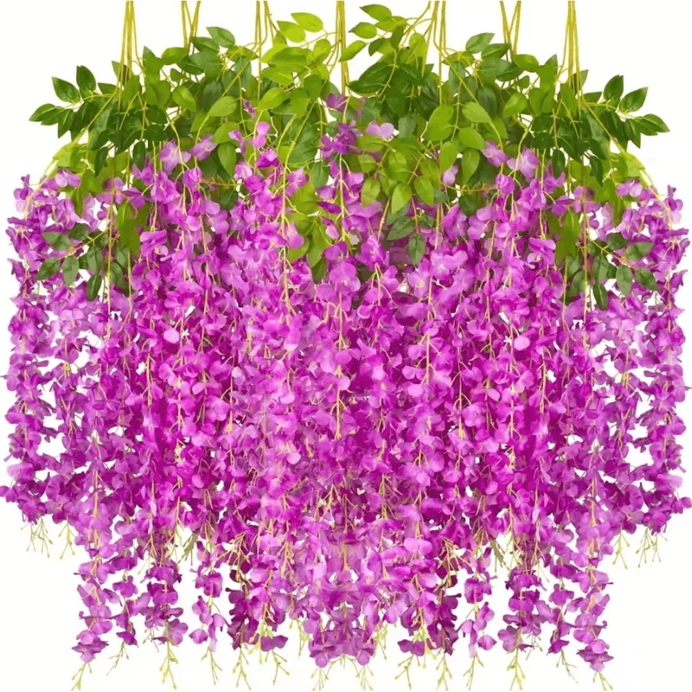 Artificial Violet Flower Vine Lush Hanging Floral Decor For Home Events 2