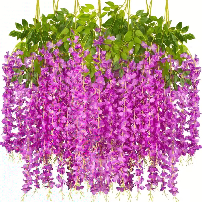 Artificial Violet Flower Vine Lush Hanging Floral Decor For Home Events 2