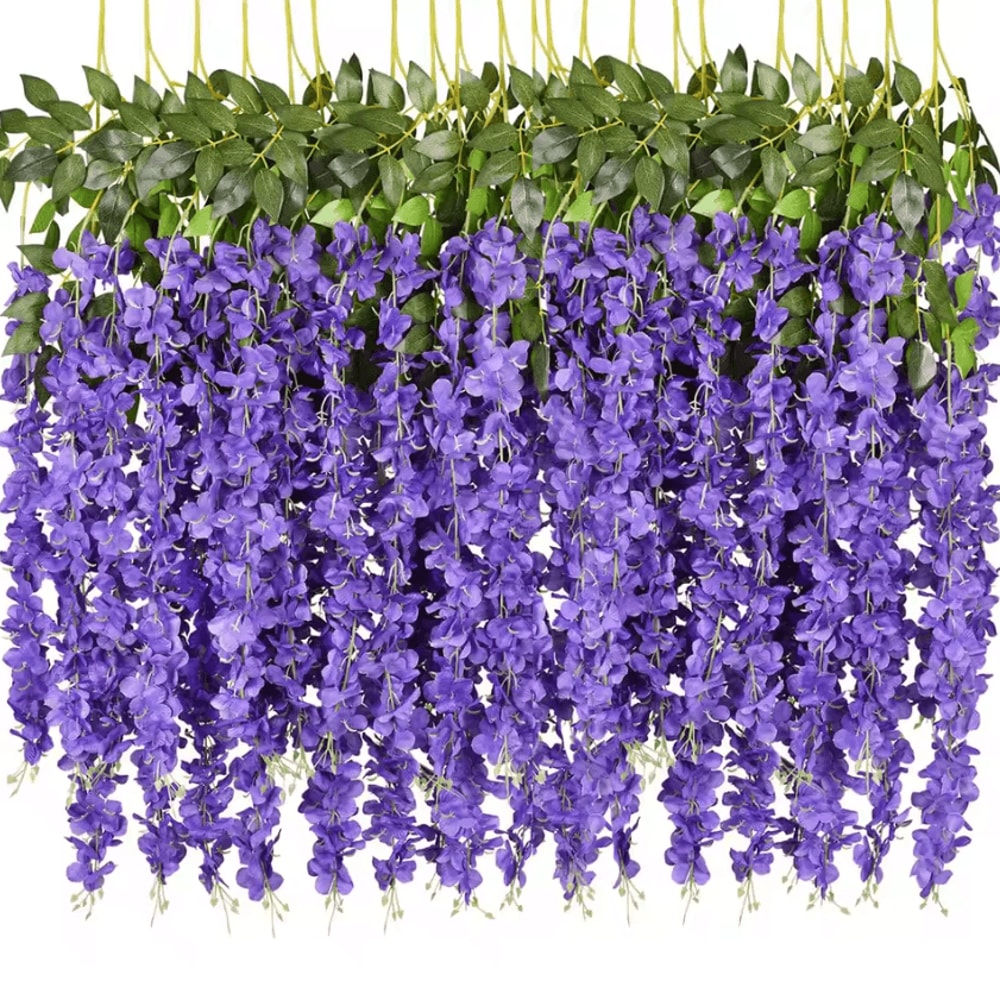 Artificial Violet Flower Vine Lush Hanging Floral Decor For Home Events 5