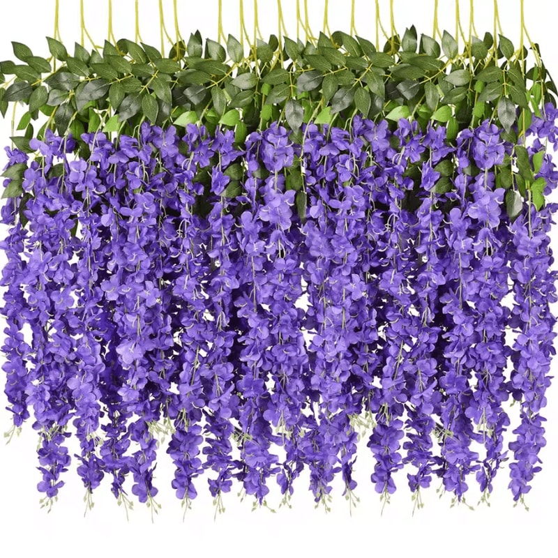 Artificial Violet Flower Vine Lush Hanging Floral Decor For Home Events 5