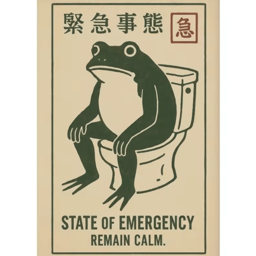 Funny Japanese Frog Bathtub Poster Retro Sushi Kitchen Wall Art Canvas 1