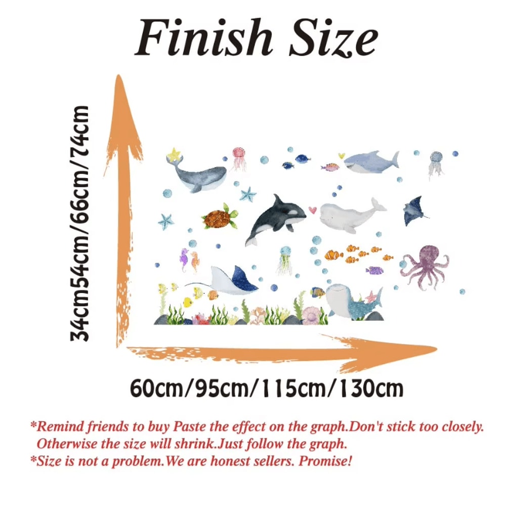 Ocean Animals Wall Stickers Undersea Nursery Wall Decals For Kids Room 3