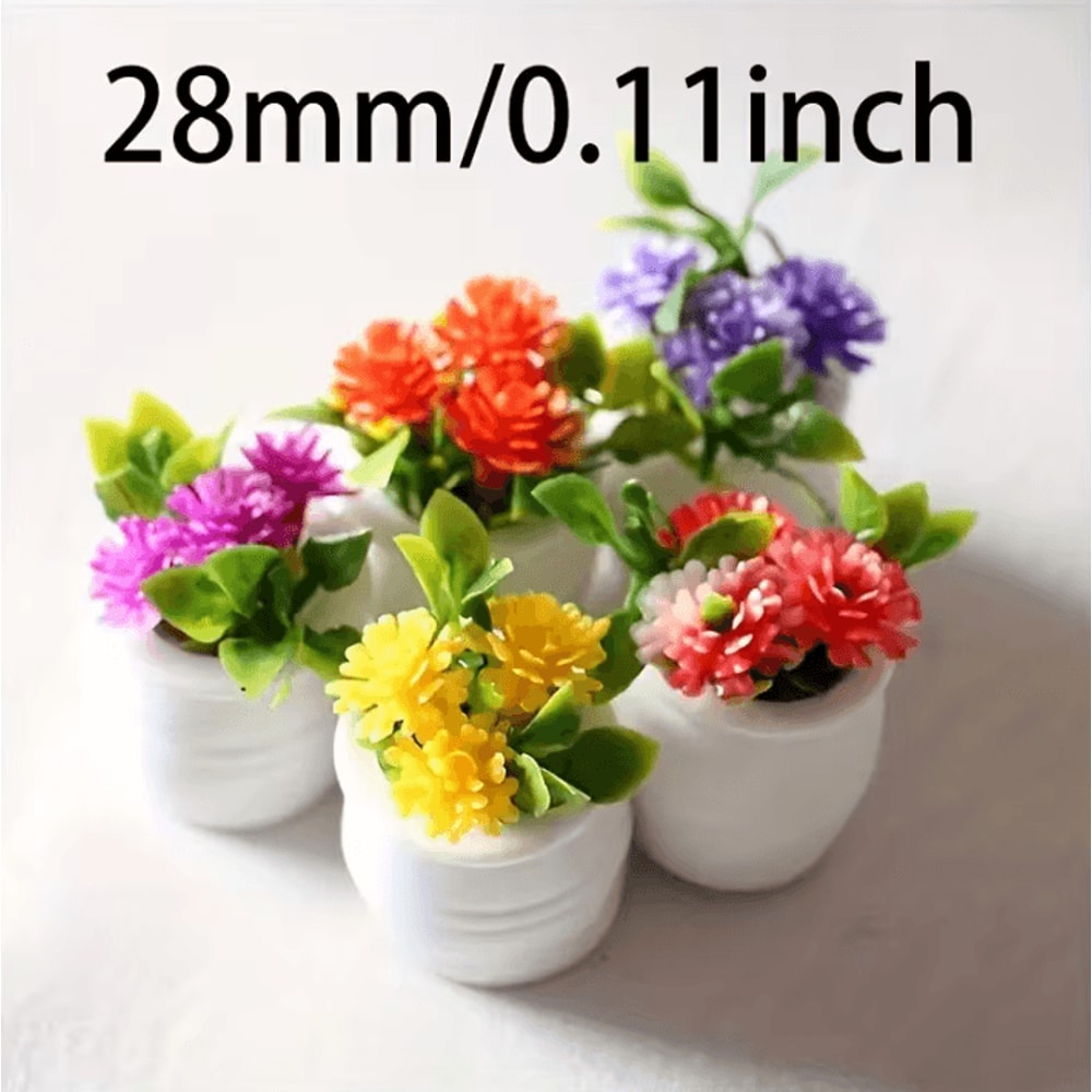 Mini Artificial Flower Pots Set Cute Dollhouse Desk Decor 5pcs 2