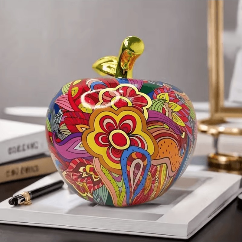 Colorful Abstract Apple Sculpture Modern Resin Floral Art Decor 1