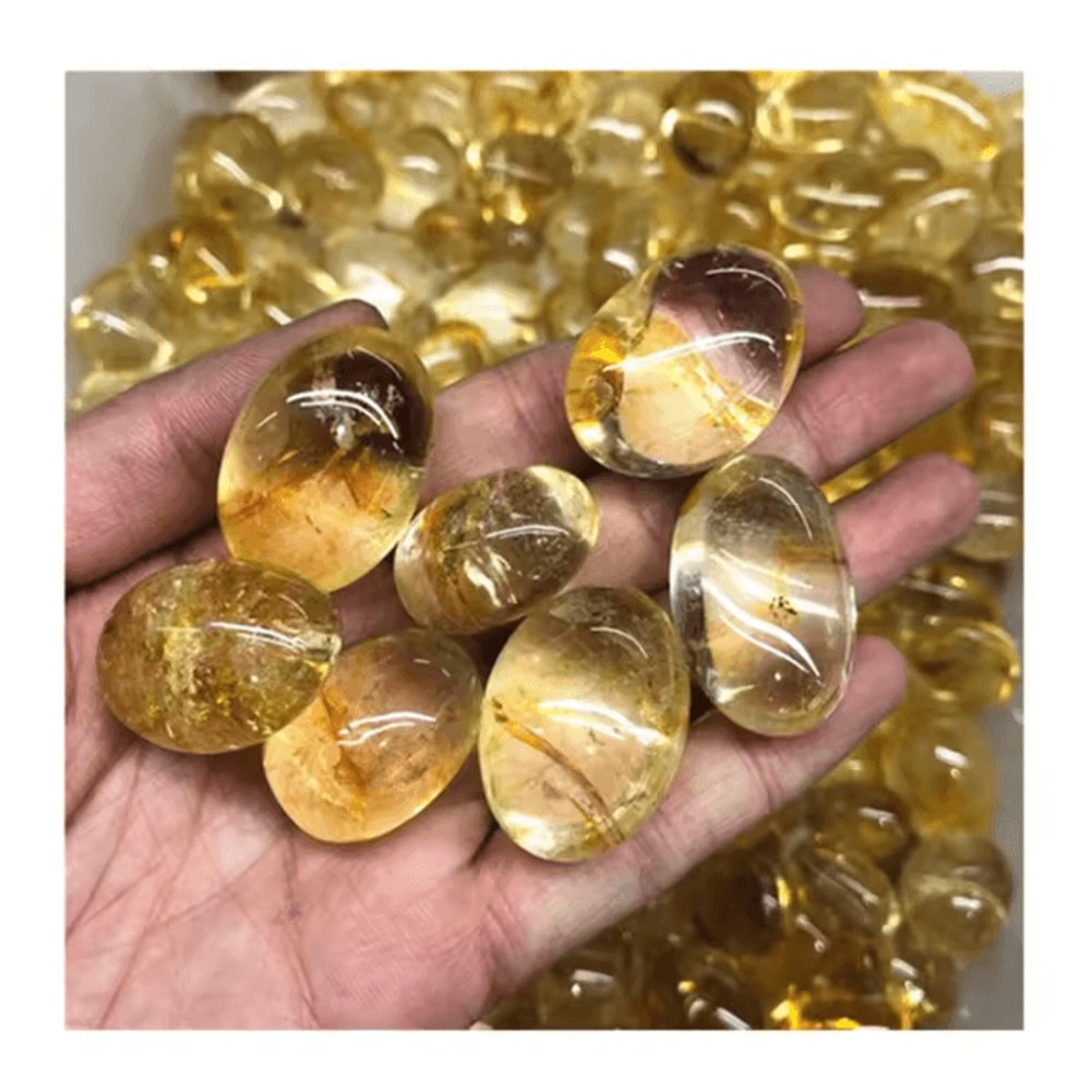 Natural Citrine Tumbled Stones Polished Healing Crystal Decor 0