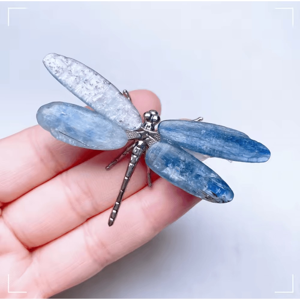 Natural Kyanite Dragonfly Crystal Figurine Handmade Healing Stone Decor 2