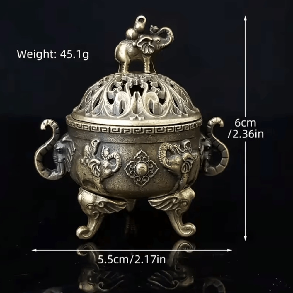 Elephant TripleLegged Incense Burner Metal Aromatherapy Decor Ornament 1