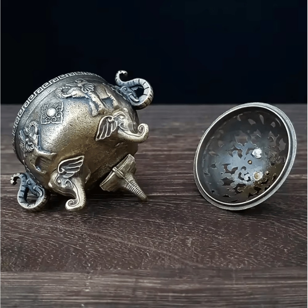 Elephant TripleLegged Incense Burner Metal Aromatherapy Decor Ornament 4