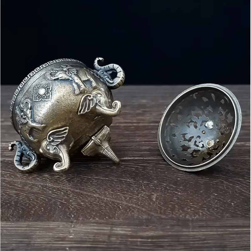 Elephant TripleLegged Incense Burner Metal Aromatherapy Decor Ornament 4