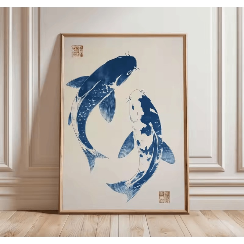 Japanese Crane Ukiyoe Wall Art Poster Vintage Red Sun Oriental Decor 1