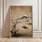 Japanese Crane Ukiyoe Wall Art Poster Vintage Red Sun Oriental Decor 4