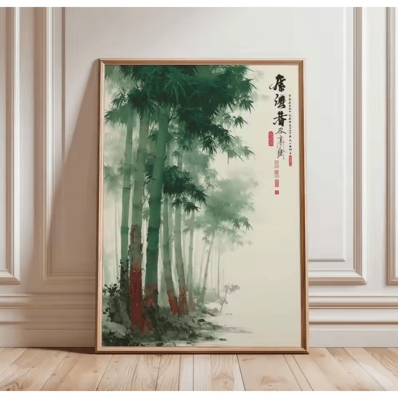 Japanese Crane Ukiyoe Wall Art Poster Vintage Red Sun Oriental Decor 6